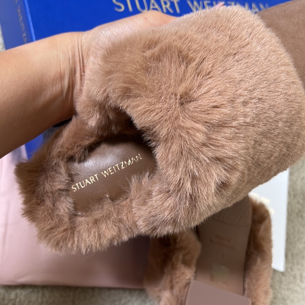 NWB Stuart Weizmann Edie Chill Faux Fur Slippers - Picture 9 of 9